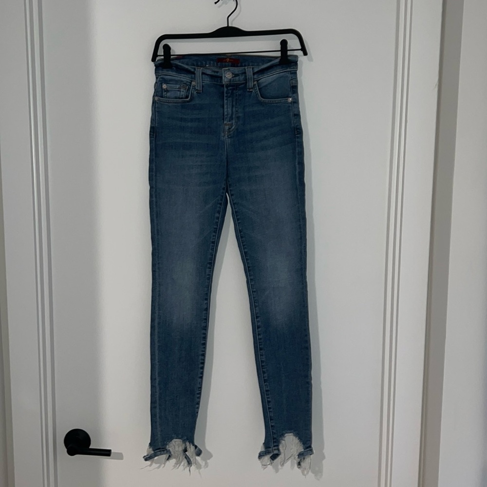 7 For All Mankind Ripped Skinny Ankle Jean